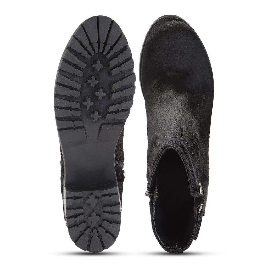 Saint Graziana Black Pony Hair Leather Ankle Boots - SaintG UK