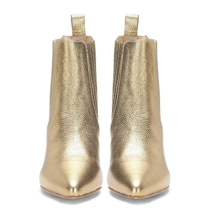 Saint Massima Crackle Metallic Gold Leather Ankle Boots - SaintG UK