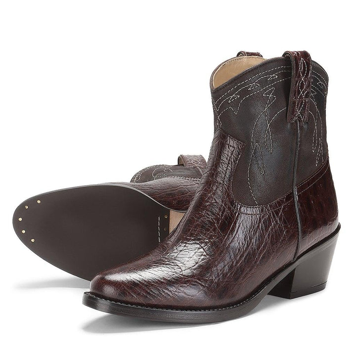Saint Ottavia Brown Patent Leather Ankle Boots - SaintG UK