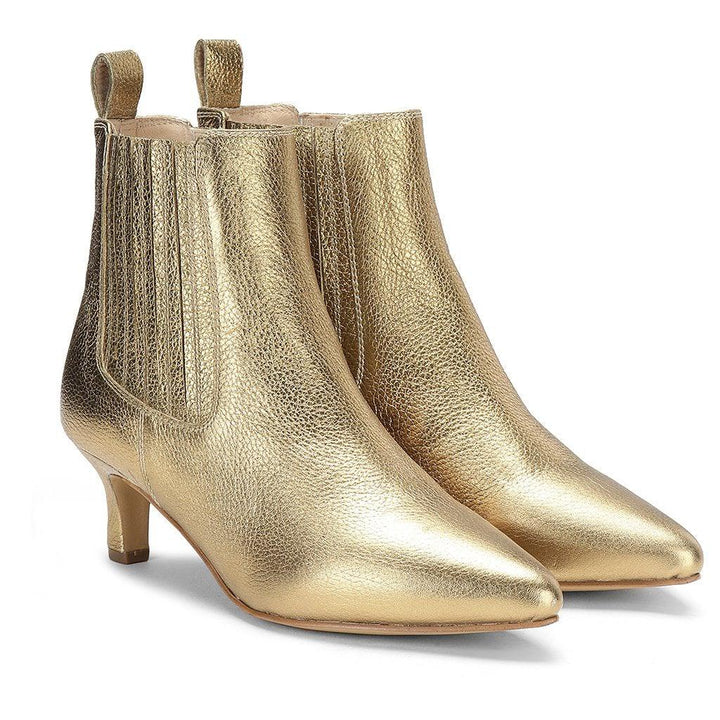 Saint Massima Crackle Metallic Gold Leather Ankle Boots - SaintG UK