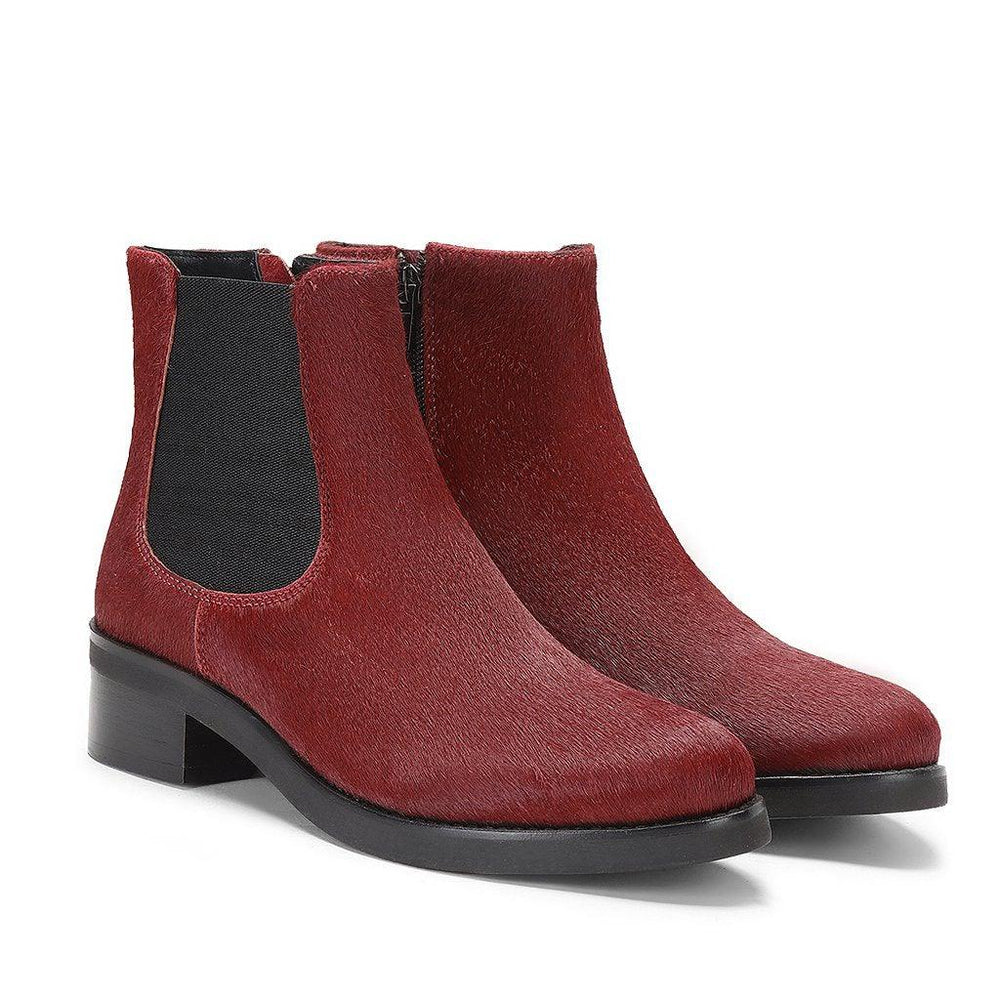 Saint Jacobella Red Pony Hair Leather Ankle Boots - SaintG UK