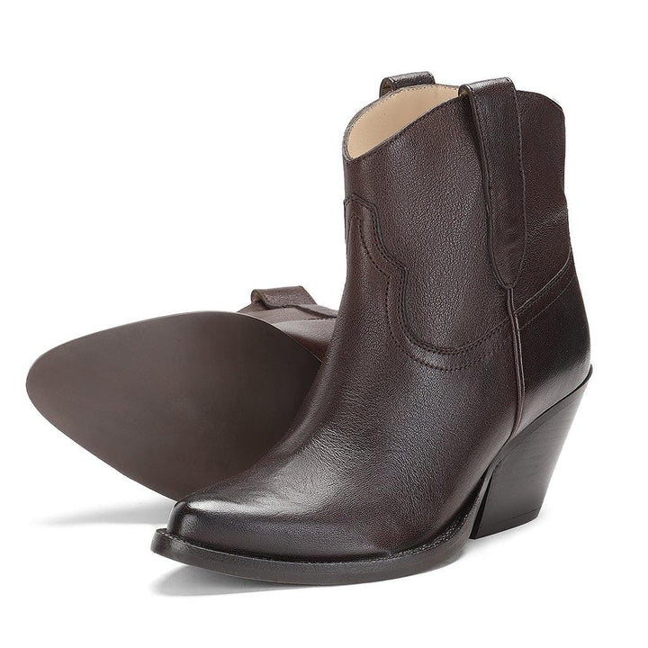 Saint Giulia Brown Leather Handcrafted Ankle Boots - SaintG UK