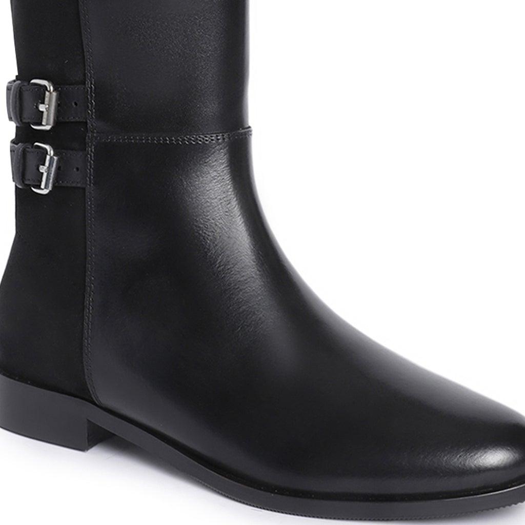 Saint Serafina Black Leather Knee High Boots - SaintG UK