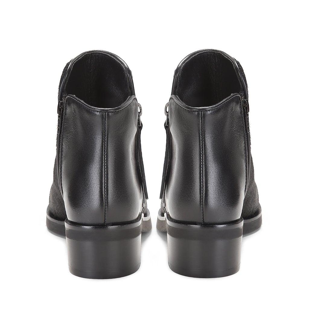 Saint Genevria Black Pony Hair Leather Ankle Boots - SaintG UK