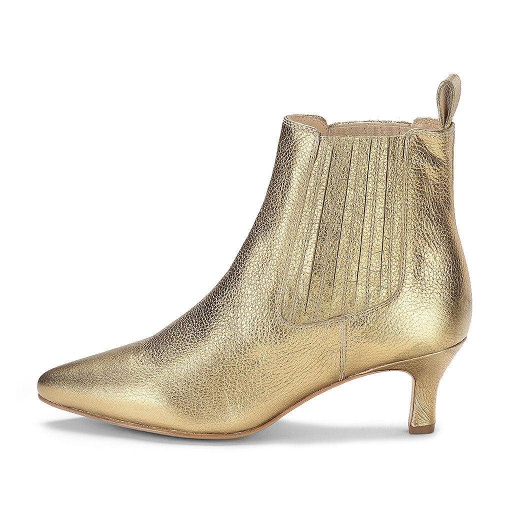 Saint Massima Crackle Metallic Gold Leather Ankle Boots - SaintG UK