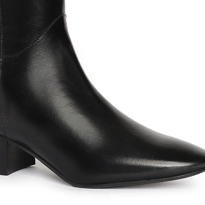 Saint Ivanna Black Leather Knee High Boots - SaintG UK