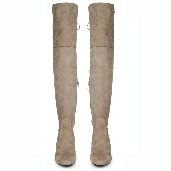 Saint Luisa Taupe Stretch Suede Above The Knee thigh high Boots