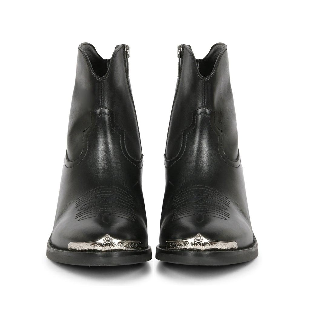 Saint Teresa Black Leather Ankle Boots with Metal Accessories - SaintG UK