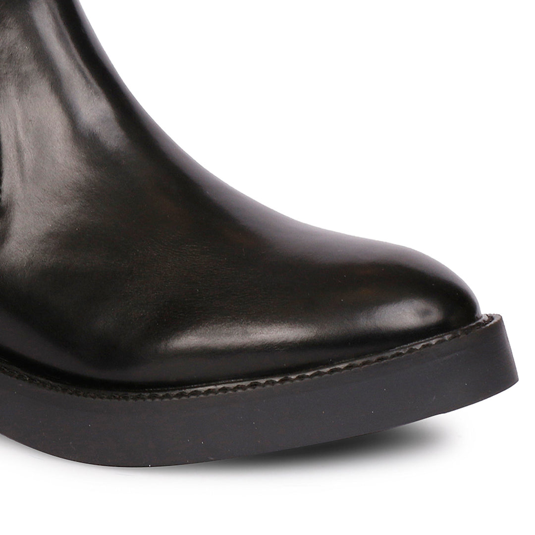 Saint Aster Black Leather Handcrafted Chelsea Boots