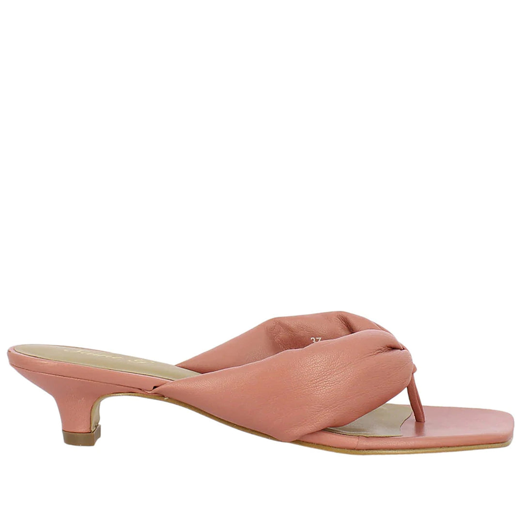 Saint Amorina Coral Leather Puffy Thong Dress Sandals