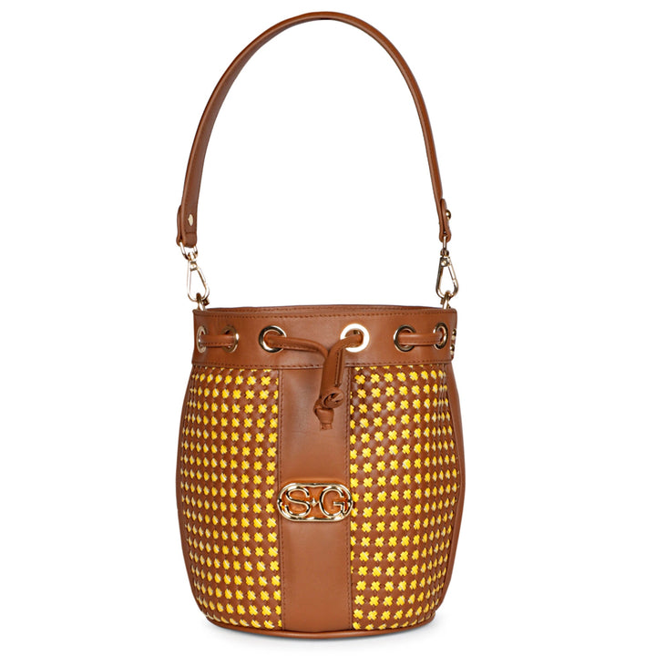 Halsey Cuoio Hand Woven Leather Bucket Bag
