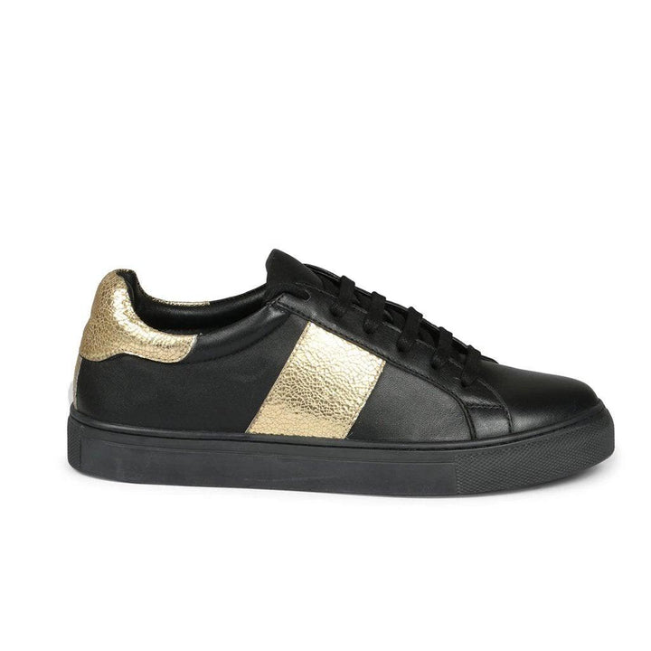 Black and Gold Leather Sneakers for women