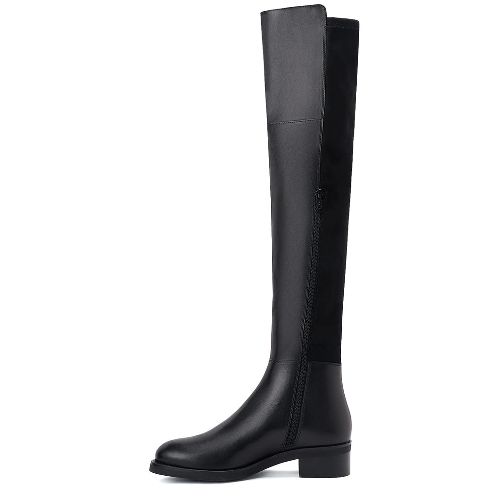 Saint Kayleigh Black Leather Above The Knee Boots