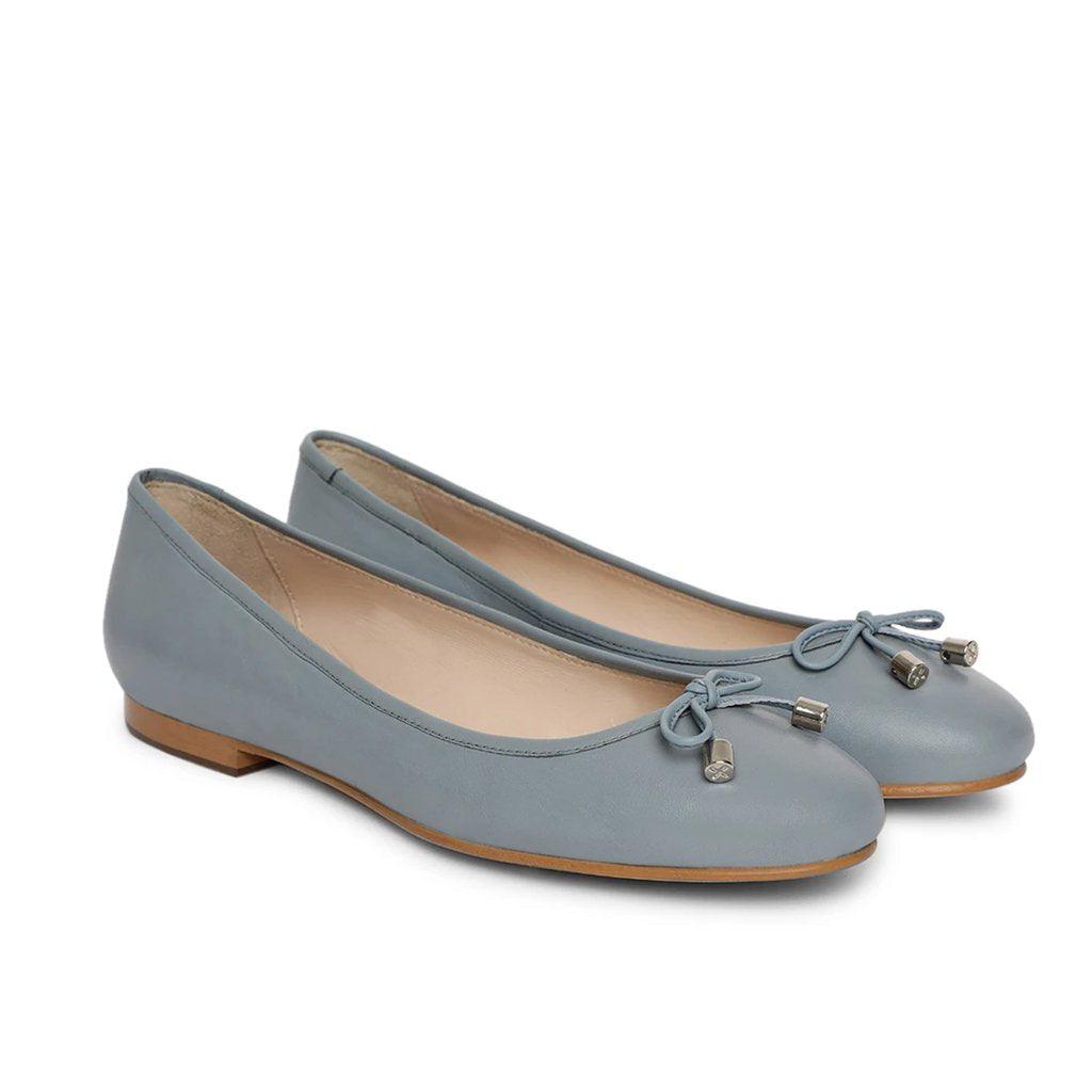 Saint Damita Blue Leather Handcrafted Ballet Flats - SaintG UK