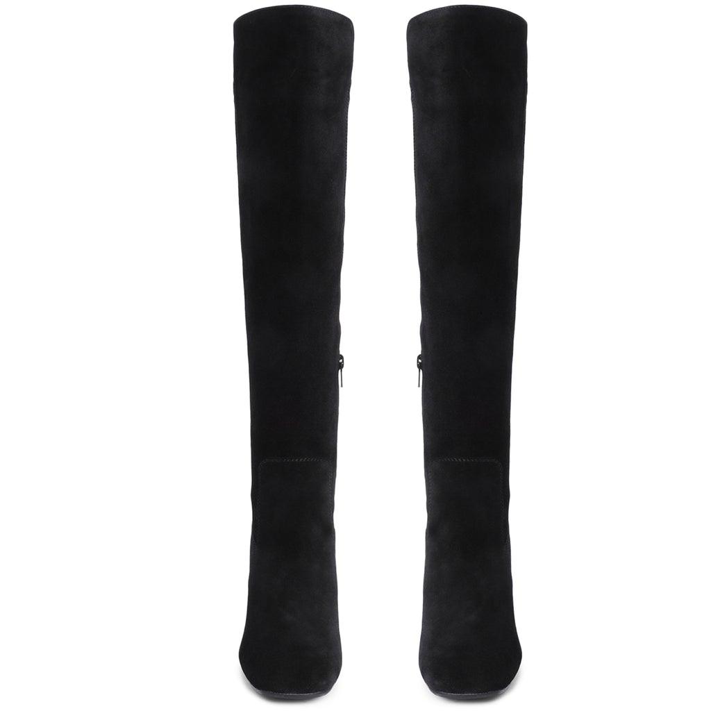 Saint Elexis Black Leather Knee High Boots - SaintG UK