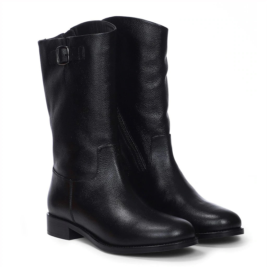 Saint Martina Black Leather Calf Boots
