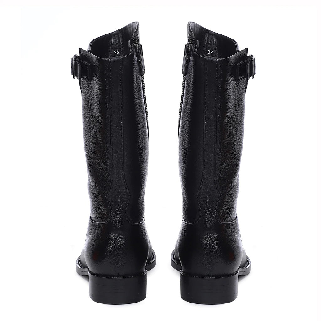 Saint Martina Black Leather Calf Boots