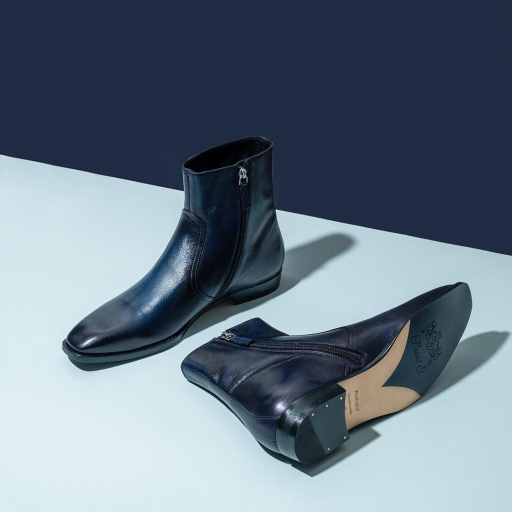 Navy leather boots outlet uk