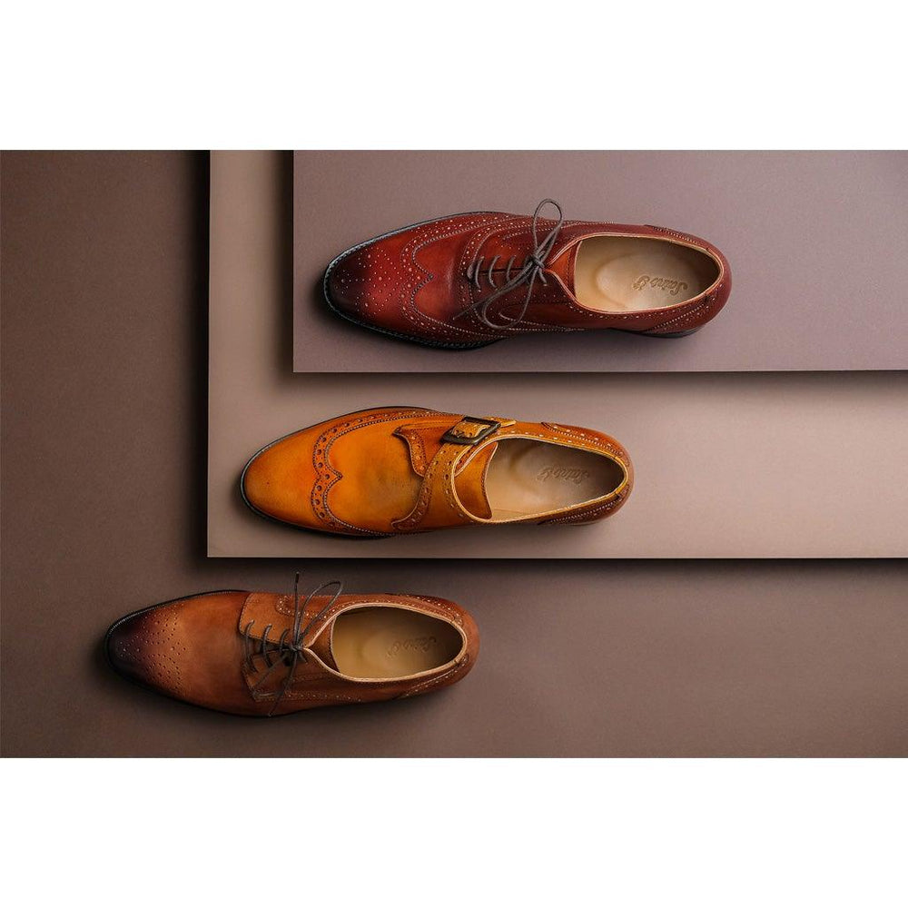 Saint Lucas Tan Leather Lace Up Brogue Shoes - SaintG UK