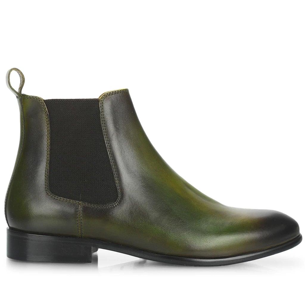 Saint Agostino Two Color Toned Olive Leather Chelsea Boot - SaintG UK