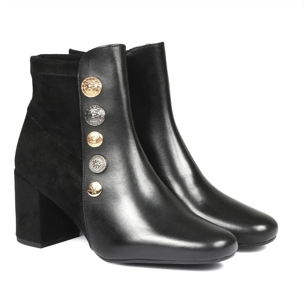 Saint Rita Black Leather Ankle Boots - SaintG UK
