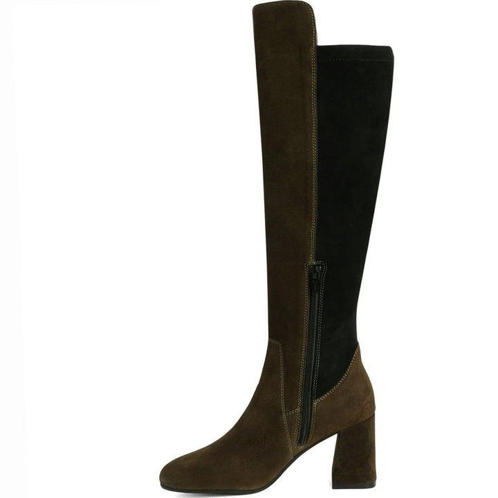 Saint Elexis Olive Leather Knee High Boots - SaintG UK