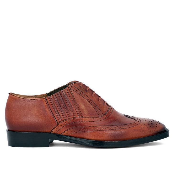 Saint Vincenzo Tan Leather Square Toe Lace Up Décor Shoes - SaintG UK