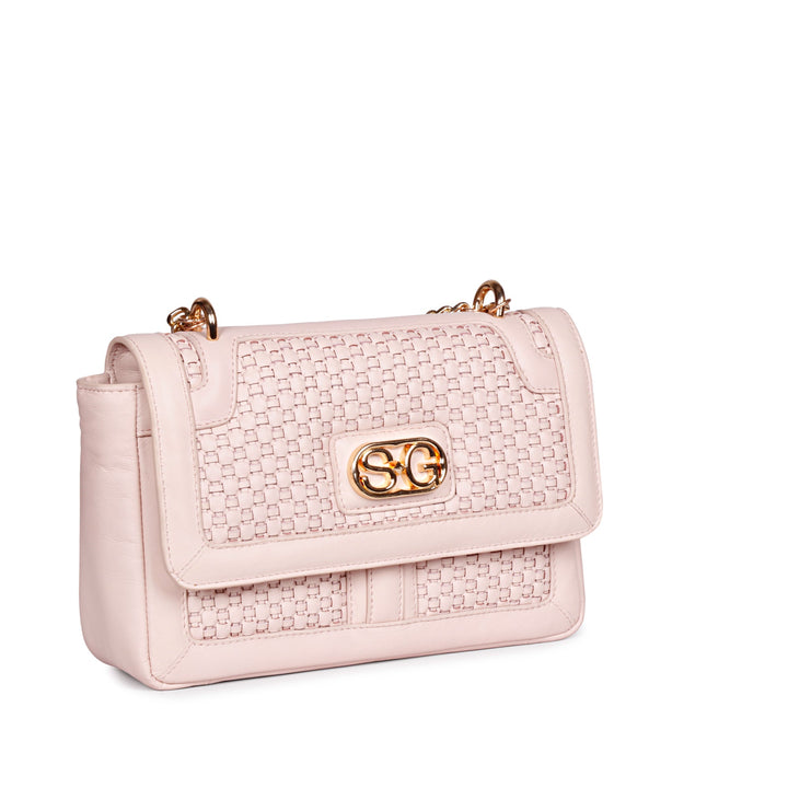 Addie Pink Blush Hand Woven Leather Sling Bag