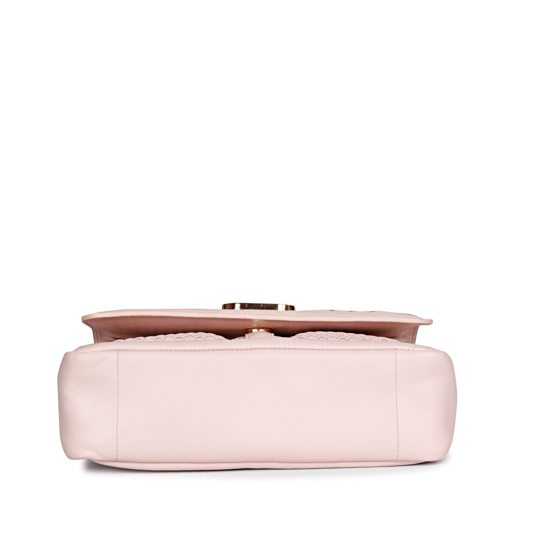 Addie Pink Blush Hand Woven Leather Sling Bag