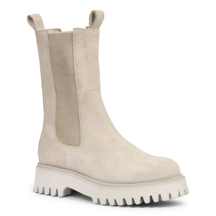 Saint Paolina Ivory Suede Leather High Ankle Boots