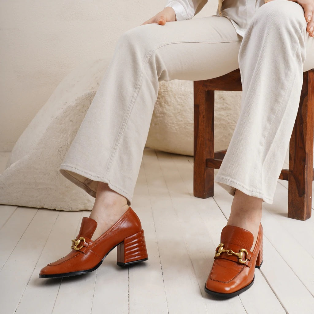 Rust Distressed Leather Handcrafted Moccasins for women