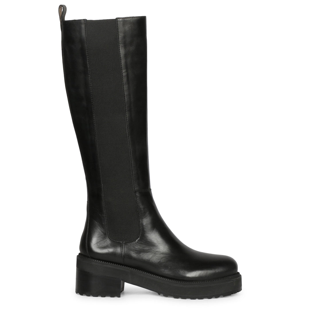 Saint Adriana Black Leather Knee High Long Boots
