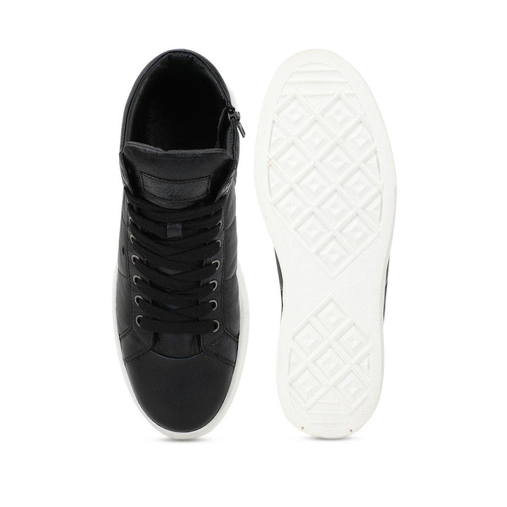 Saint Angelo Black Handcrafted Leather Sneakers - SaintG UK