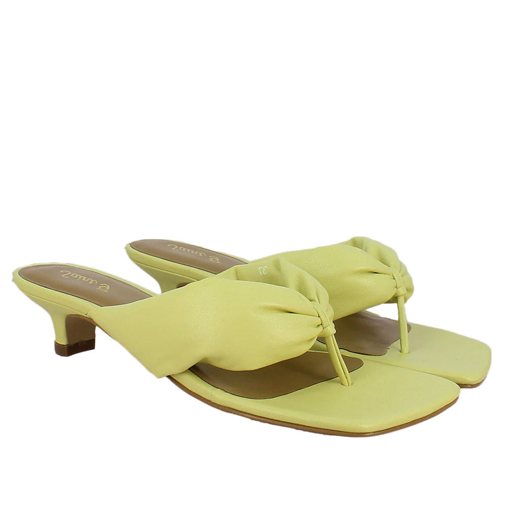 Saint Amorina Yellow Leather Puffy Thong Dress Sandals