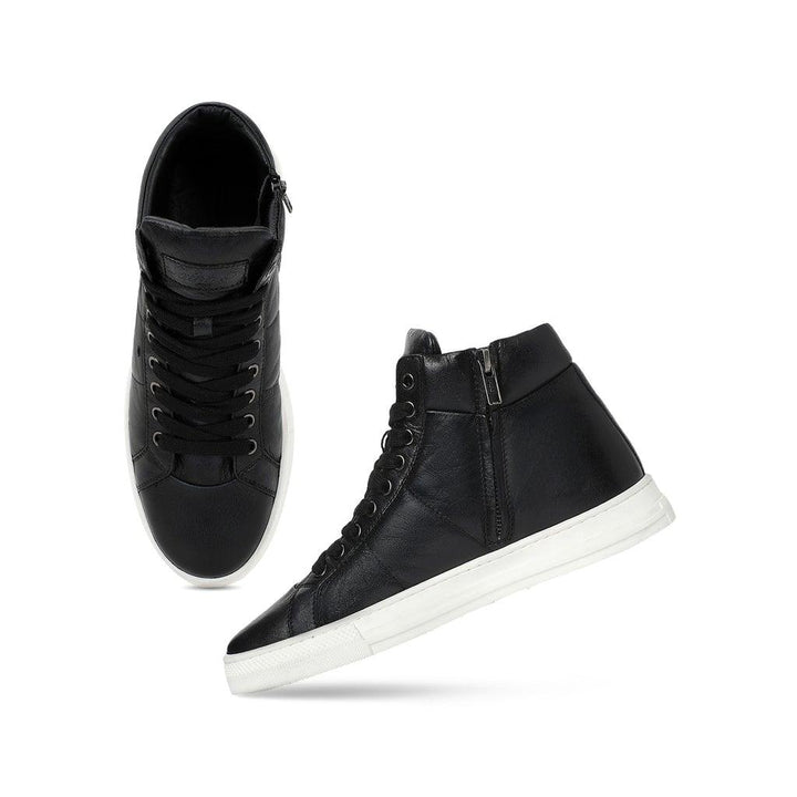 Saint Angelo Black Handcrafted Leather Sneakers - SaintG UK