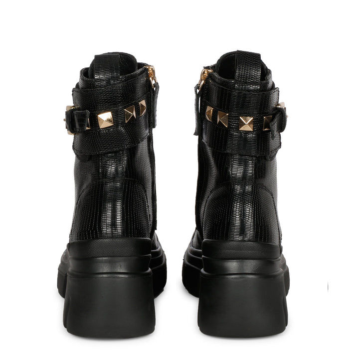 Saint Stella Black Leather Lace Up High Ankle Boots