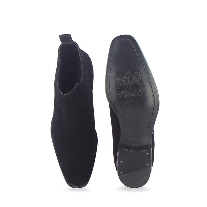 Saint Niccolò Black Suede Leather Handcrafted Chelsea Boots - SaintG UK