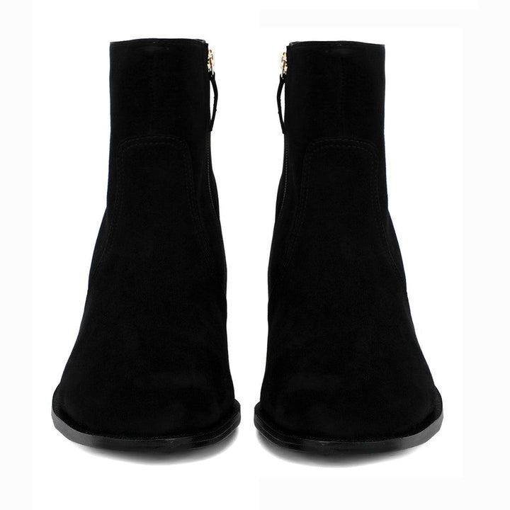 Best Men's Black Nubuck Ankle Boots, Front Pair View - Handcrafted UK