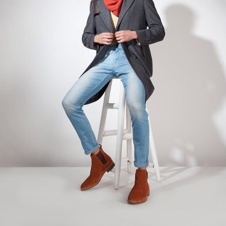 Saint Arduin tan premium mens chelsea boots uk – lifestyle shot