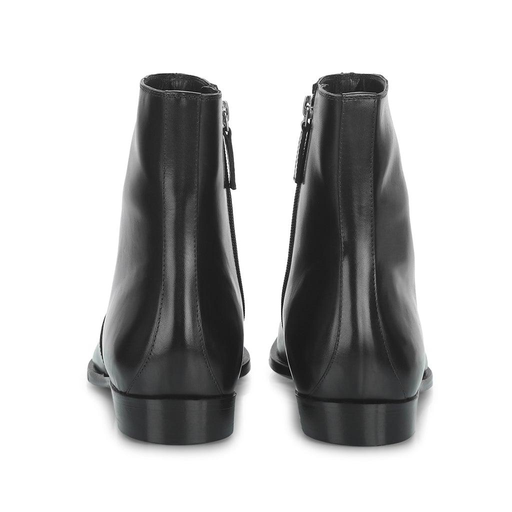 Best Men's Black Leather Ankle Boots, Back View - Handcrafted UK