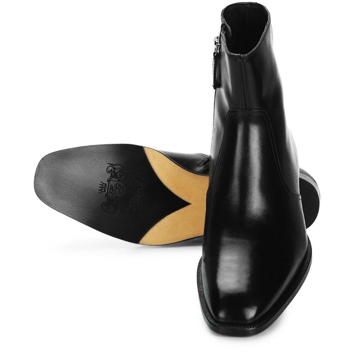 Saint Frederick Black Leather Boots - Back and Sole View, Men's UK