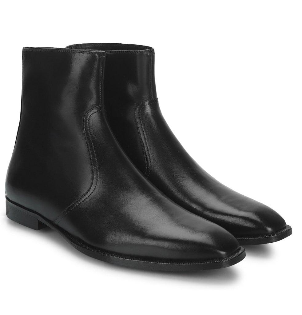 Men's Black Leather Ankle Boots, Pair View - Best Handcrafted Boots UK
