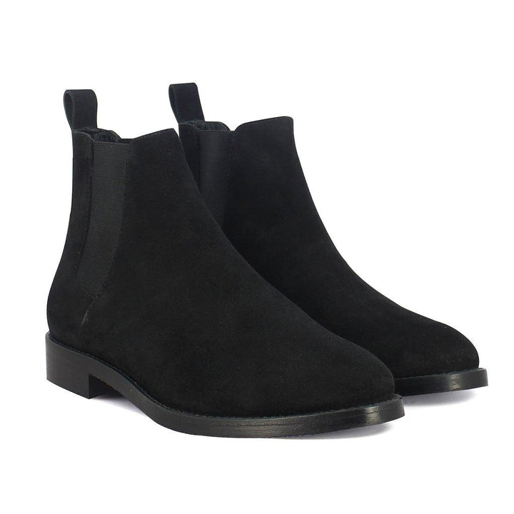 Saint Grimaldi premium mens chelsea boots uk black suede – pair angle view