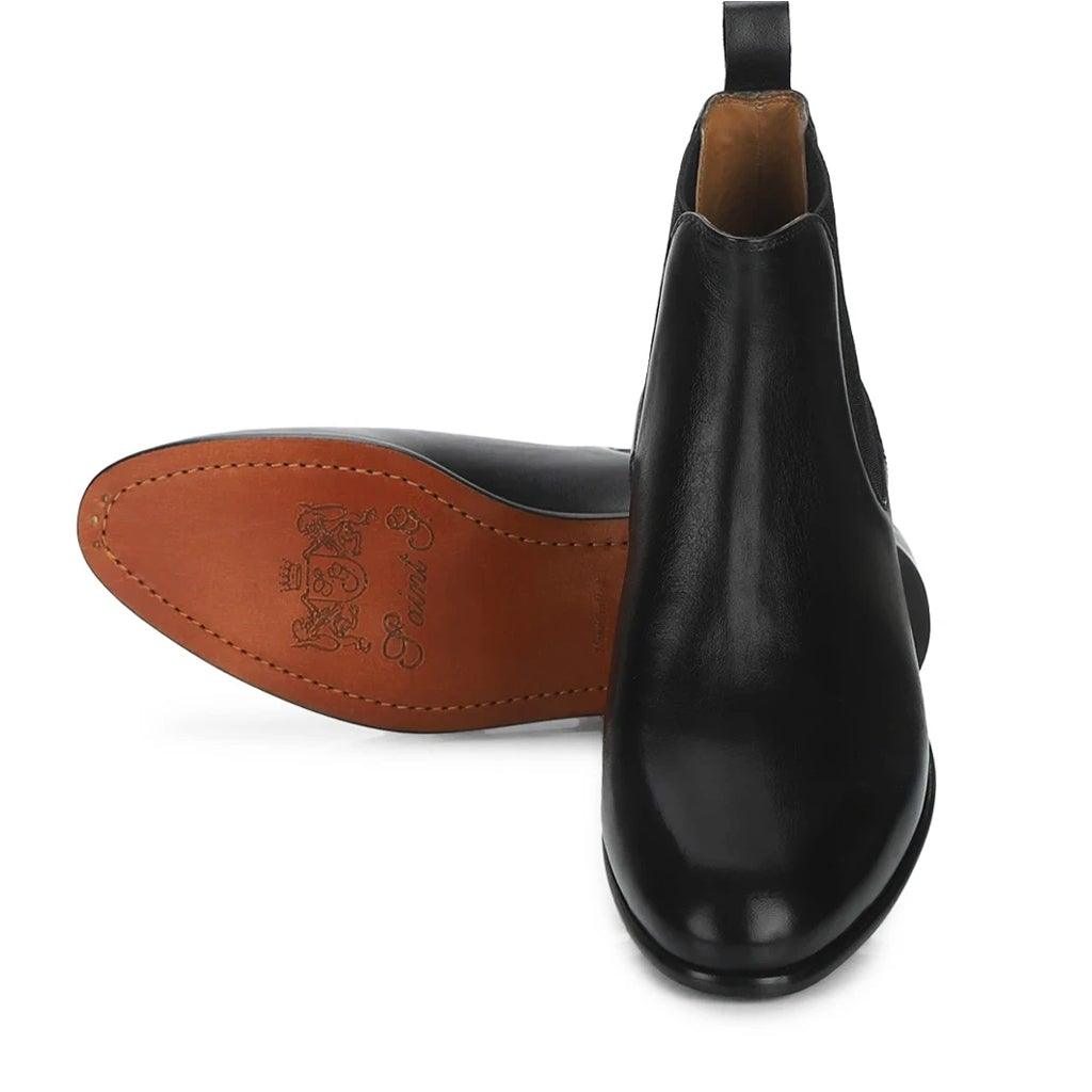 Saint Lorenzo black leather chelsea boots for men – back sole view