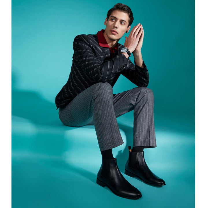 Saint Lorenzo formal chelsea boots men black leather – lifestyle shot