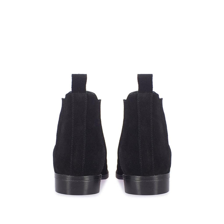 Saint Niccolò luxury men's chelsea boots handcrafted black suede – back view