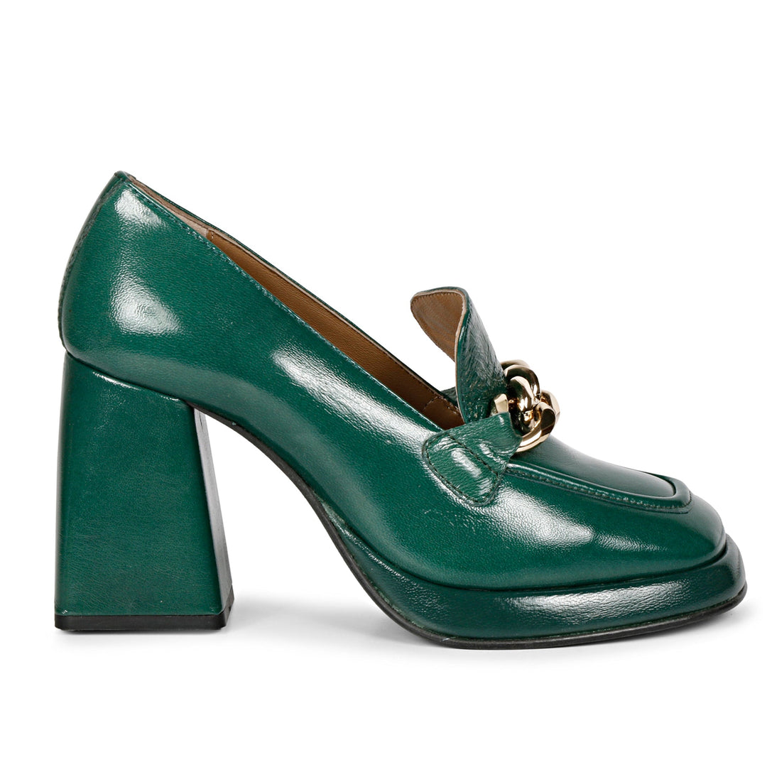 Green Patent Leather Handcrafted Moccasins for women