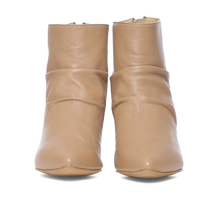 Saint Lovina Nude Slouch Leather Kitten Heel Ankle Boots - SaintG UK