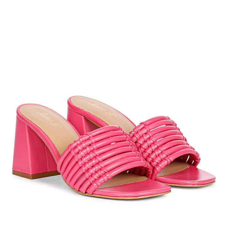Saint Bethany Hot Pink Leather Block Heels