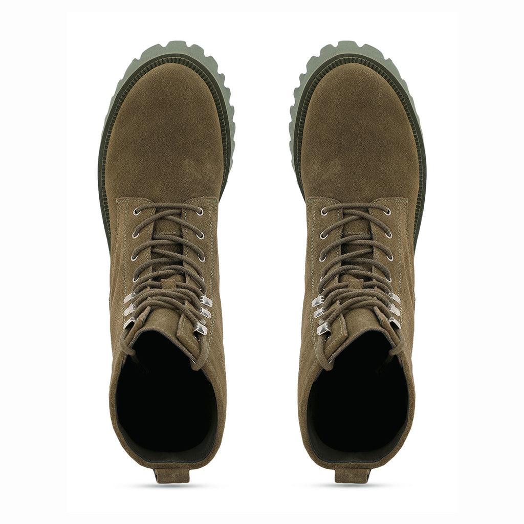 Saint Anastasia Bosco Green Leather Lace Up High Ankle Boots - SaintG UK